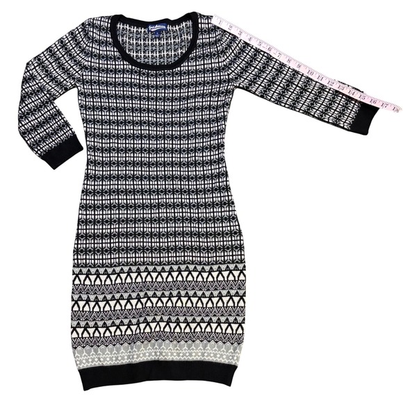Freshman 1996 Women's Geometric Pattern Knit Dress Small Black White - Picture 3 of 7